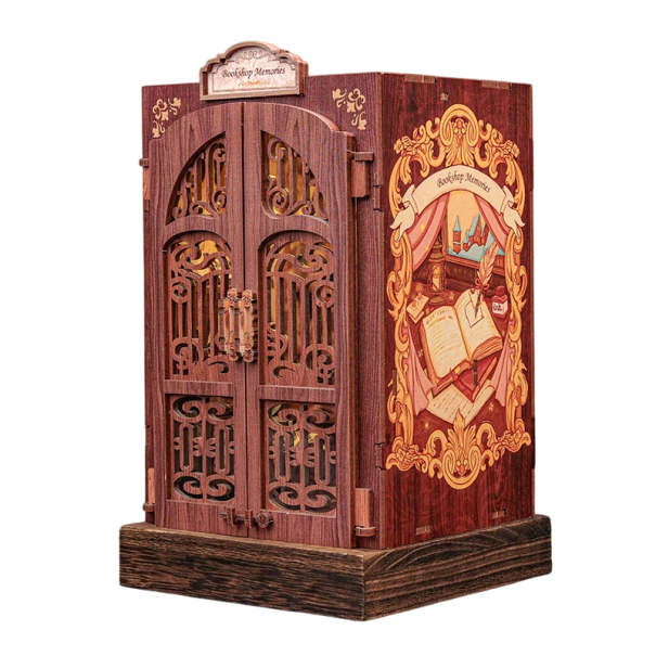 Mini houten boekenhoek 11,5 x 9,5 x 17 cm Bouwset 137 onderdelen poppenhuis Decoratief houten model 1