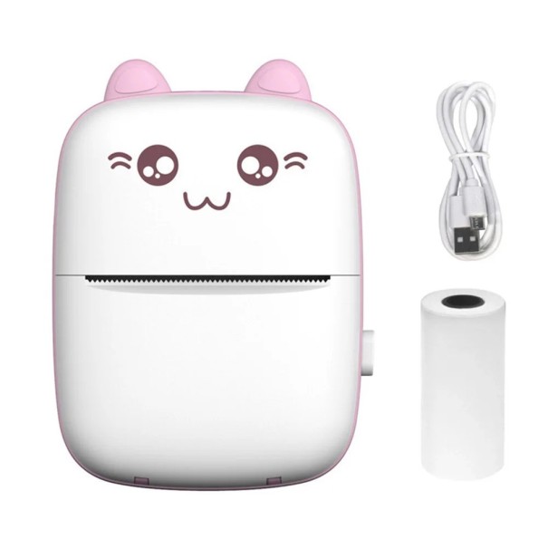Mini impresora portátil con Bluetooth, impresión en blanco y negro, impresora térmica para teléfono móvil rosa