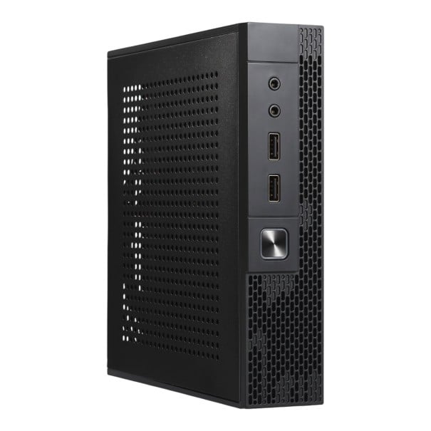 Mini-ITX HTPC -kotelo 196,5 x 198 x 45 mm 12 V DC -virtalähteellä ja 2,5"-levypaikalla mustana mini PC:lle olohuoneeseen 1