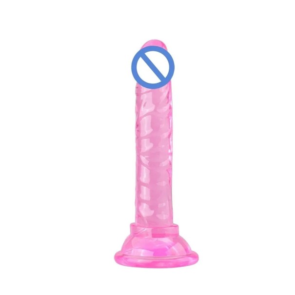 Mini jelly dildo s prísavkou realistická textúra vaginálne aj análne použitie diskrétne balenie ružová