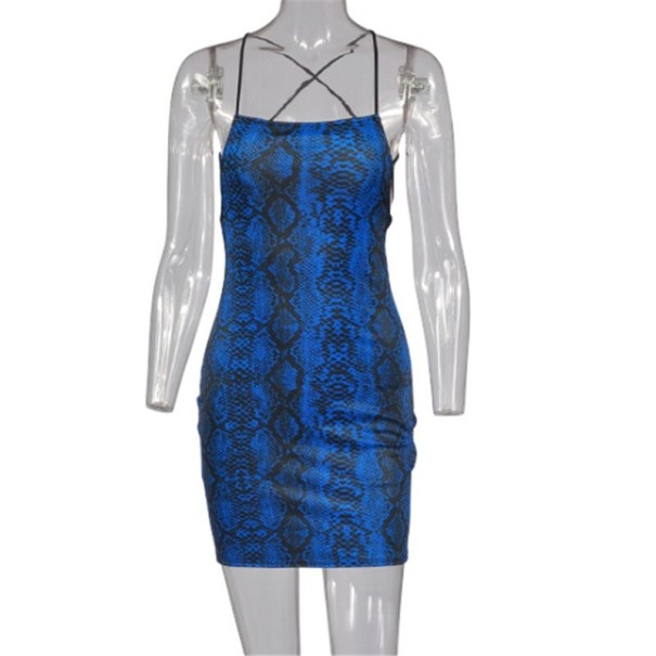 Mini-jurk met slangenprint blauw L