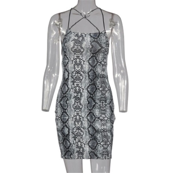 Mini-jurk met slangenprint grijs S