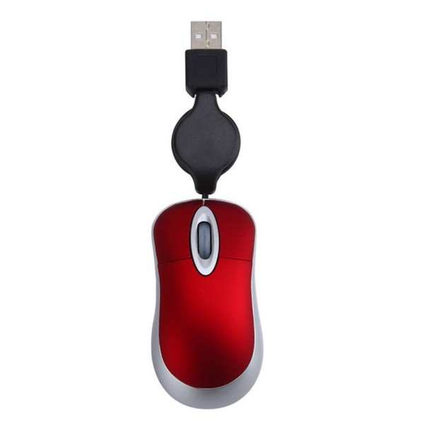 Mini kabelová myš červená