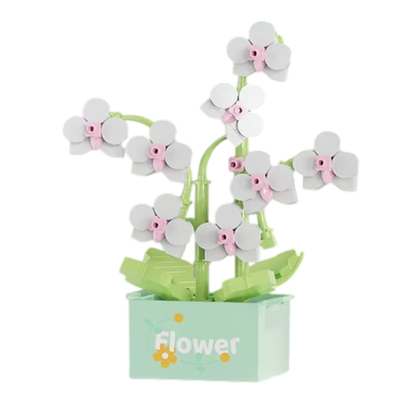 Mini kit de construction fleur Orchidée 12,5x5,6x11,5 cm 228 pièces micro blocs Modèle 3D détaillé de fleur Ensemble décoratif créatif pour enfants 1