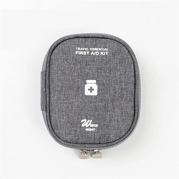 Mini kit di pronto soccorso vuoto da viaggio 11x14 cm Piccola borsa sanitaria Pronto soccorso in viaggio Organizer di medicinali per zaino o borsa grigio