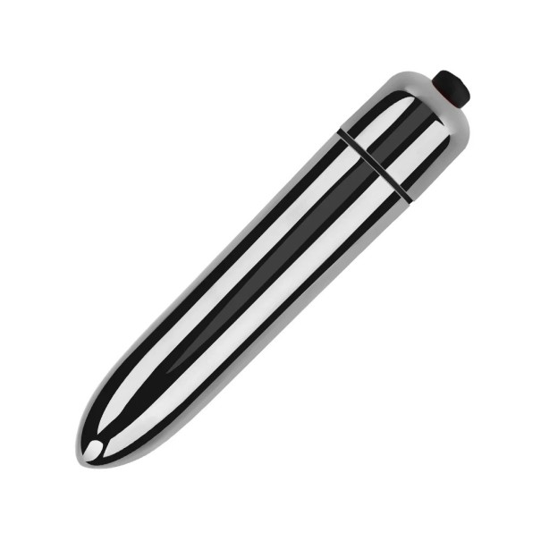 Mini klitorální vibrátor s kovově lesklým vzhledem, kompaktní velikost 9,1 x 1,8 cm, různé barvy, napájení 1x AAA, Diskrétní balení stříbrná