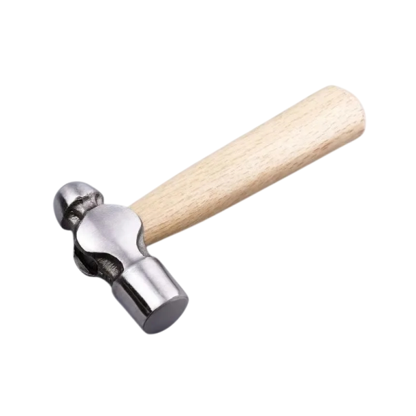 Mini kuličkové kladivo krátká rukojeť 17 cm ocelová hlava masivní dřevo stříbrno přírodní pro kutily a přesné práce 1
