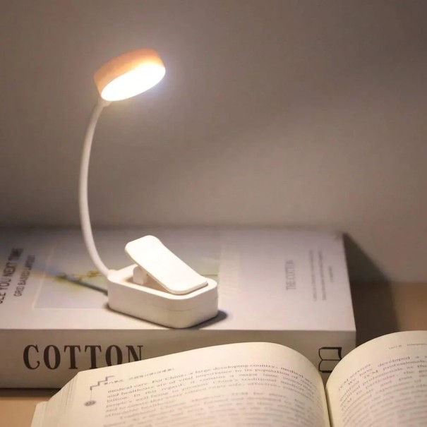 Mini lampe LED de lecture avec clip Rechargeable USB-C 3 couleurs de lumière Dimmable en continu Bras flexible 11,5 cm Blanche Pour lire 1