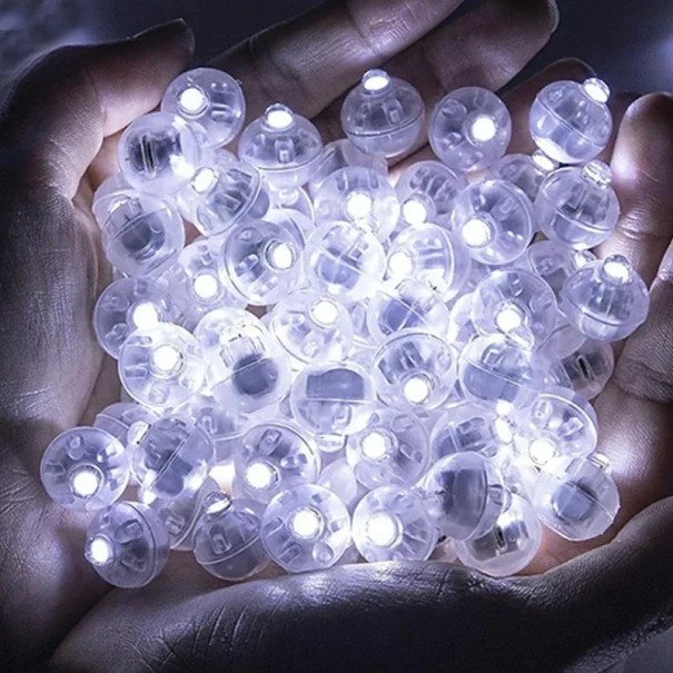 Mini LED Ballonlichter wasserdichte Kugeln Durchmesser 1,7 cm Kunststoff mit Batterie Ag3 für Weihnachten Hochzeiten und Partys in Ballons Vasen und Getränken weiß