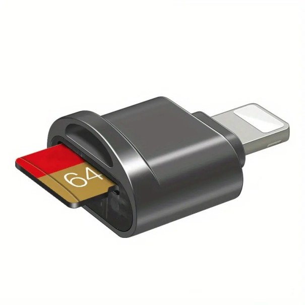 Mini leitor de cartões microSD para iPhone e iPad com conector Lightning para iOS 13 e superior preto
