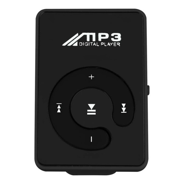 Mini leitor MP3 Preto carregamento USB Clip para roupa Slot para microSD até 16GB 4,2x2,9x1,4 cm 1