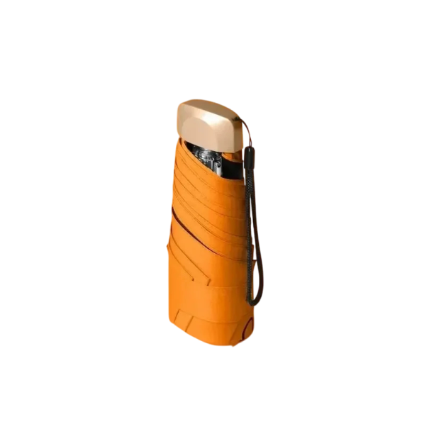 Mini lommeparaply 19x5x5 cm Sammenklappelig paraply med UV-beskyttelse Vinyloverflade mod ultraviolet stråling Kompakt paraply til din håndtaske orange