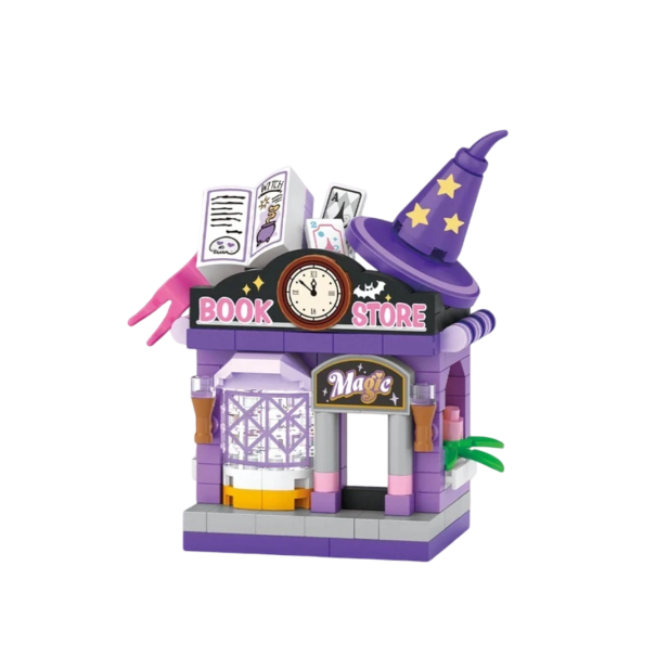 Mini Magic Bookshop Construction Set 7 x 3.5 x 6.5 cm Detailed Model with Magical Accessories Creative Set with 180 Pieces 1