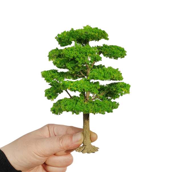 Mini mallimalli puu 15 cm Kruunun leveys noin 9,5 cm Runko noin 5 cm Realistinen koristeellinen puu dioramaa varten mallimaisemassa 1