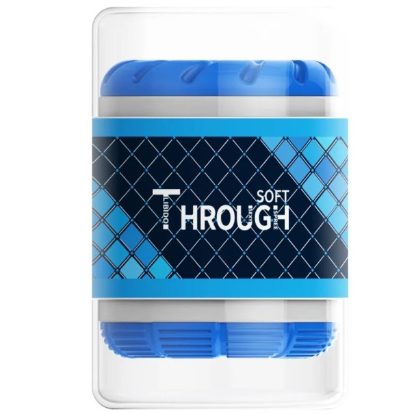 Mini masturbatore in silicone per uomo 11x7 cm con interno realistico per stimolazione manuale, superficie morbida, confezione discreta blu