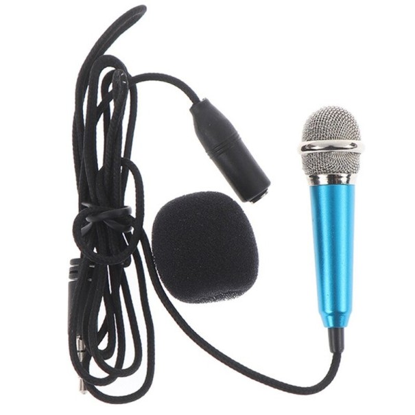 Mini mikrofon z ochroną przed wiatrem niebieski