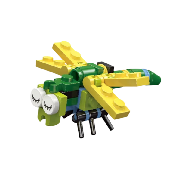 Mini model de construcție libelulă 4,65 x 3,35 x 3,75 cm Set 31 micro cărămizi Insecte 3D colorate Blocuri de montaj creative Jucărie pentru copii de la 6 ani 1