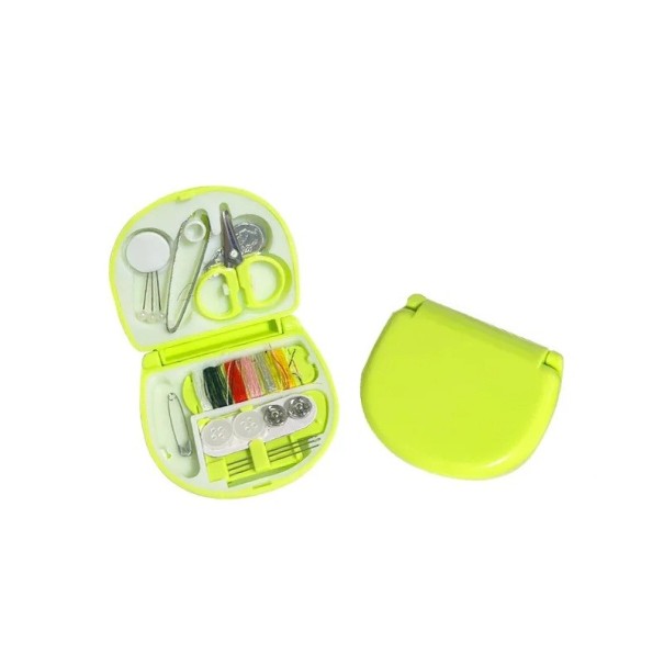 Mini-naaiset in vierkante doos 7x6 cm Naaiset voor thuis Minimalistische stijl Plastic doos Gecombineerde naaigereedschap DIY groen