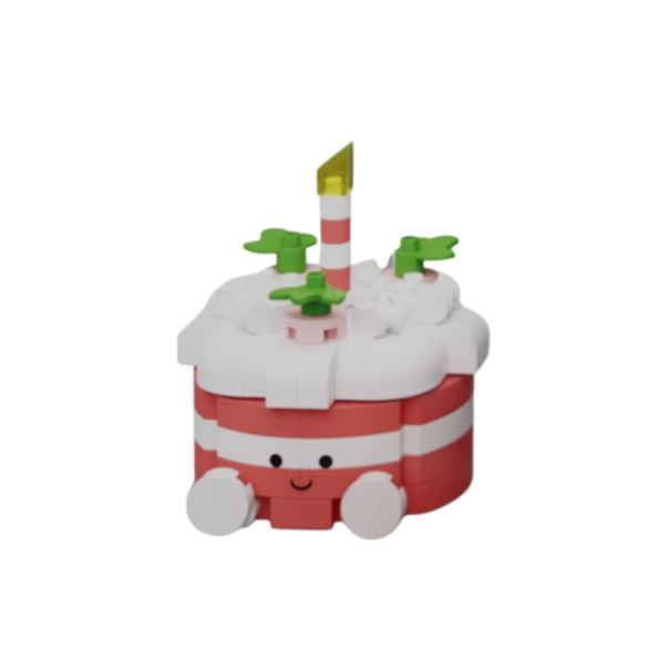 Mini narozeninový dort 4.00 x 4.15 x 4.55 cm Stavebnice 132 ks Mikro cihly Kreativní sladký dezert 3D mini bloky pro děti 8+ i dospělé 1