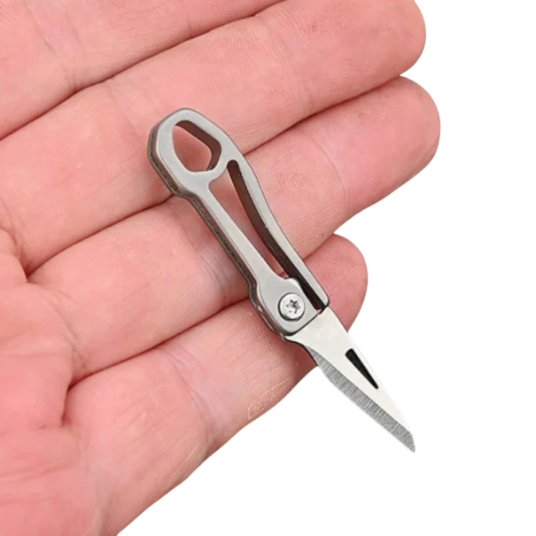 Mini navaja plegable de acero inoxidable con llavero, navaja de bolsillo EDC, llavero pequeño, herramienta para exteriores, viajes, senderismo 1
