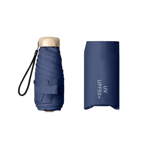Mini paraguas de bolsillo 19x5x5 cm Paraguas plegable con protección UV Superficie de vinilo contra la radiación ultravioleta Paraguas compacto para tu bolso azul oscuro Mini paraguas de bolsillo 19x5x5 cm Paraguas plegable con protección UV Superficie de vinilo contra la radiación ultravioleta Paraguas compacto para tu bolso azul oscuro