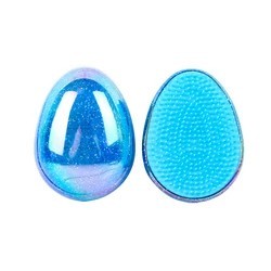 Mini pieptene rotund de descurcat 9 x 6,5 cm Perie de masaj pentru păr de călătorie pentru fete Dinți moi din plastic împotriva ruperii și smulgerii părului albastru