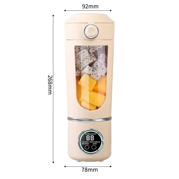 Mini Portable Blender 700ml 15000rpm USB-C Power 12 Rostfria stålblad Smoothie Blender Reseblender 1500mAh batteri beige