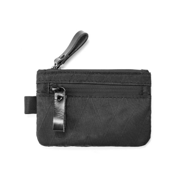 Mini portafoglio 9 x 13 x 1,5 cm borsa con zip X-Pac portamonete per monete chiavi e piccoli oggetti in tessuto carbon neutral nero