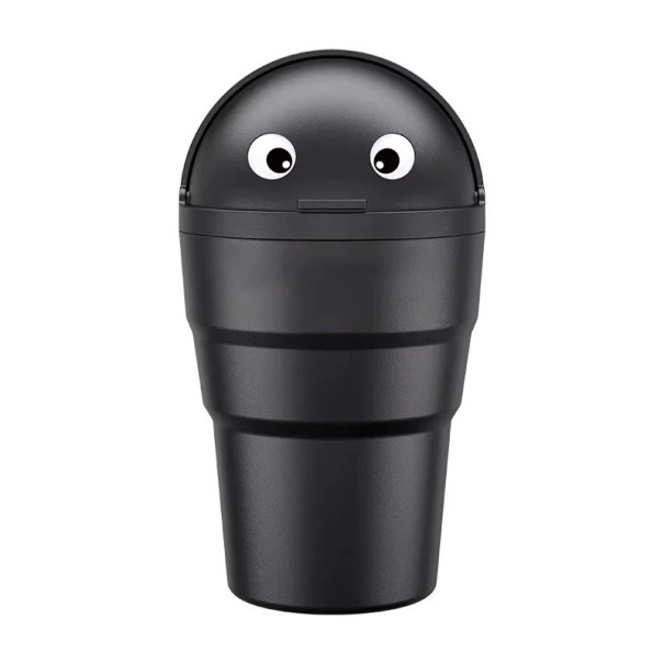 Mini poubelle avec couvercle compacte 169 x 94 mm en plastique noir de bureau pour voiture, bureau, salle de bain et maison 1