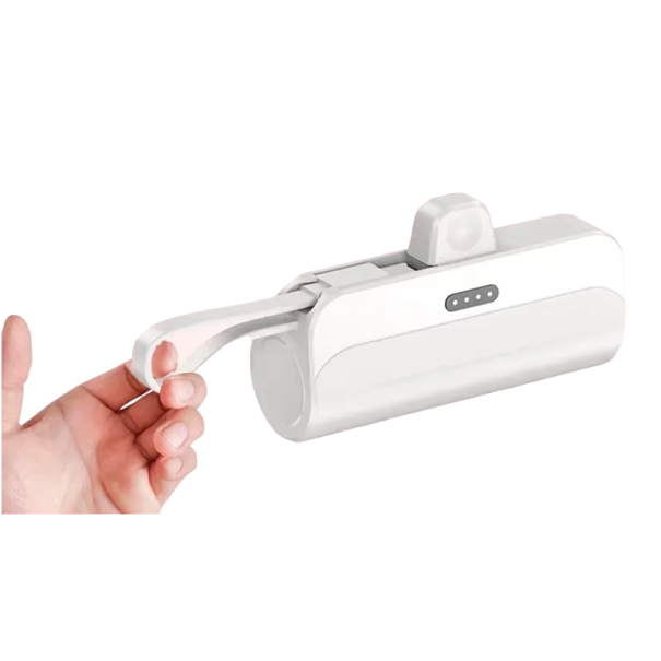 Mini power bank 2 en 1 con conector USB-C y lightning 10000 mAh blanco