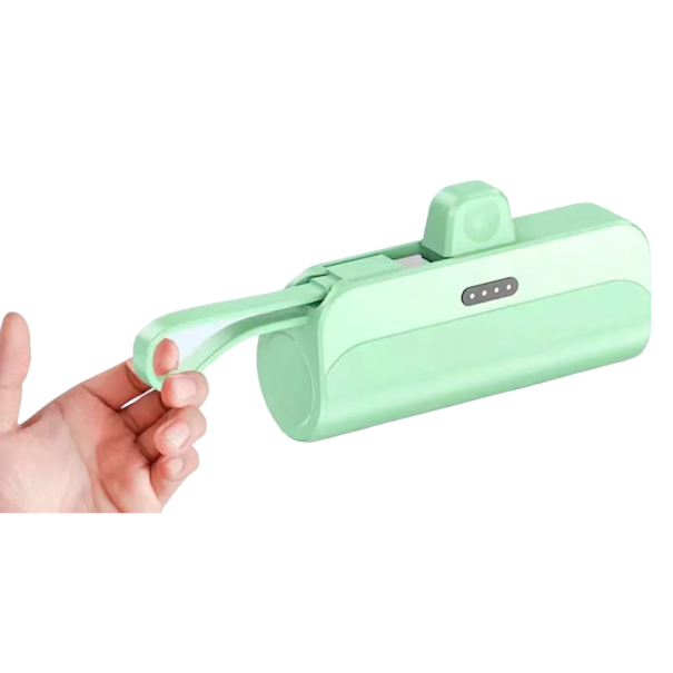 Mini Power Bank 2-in-1 with Lightning and USB-C Connector 10000 mAh green