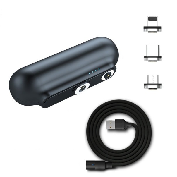 Mini power bank magnetyczny 2600 mAh czarny