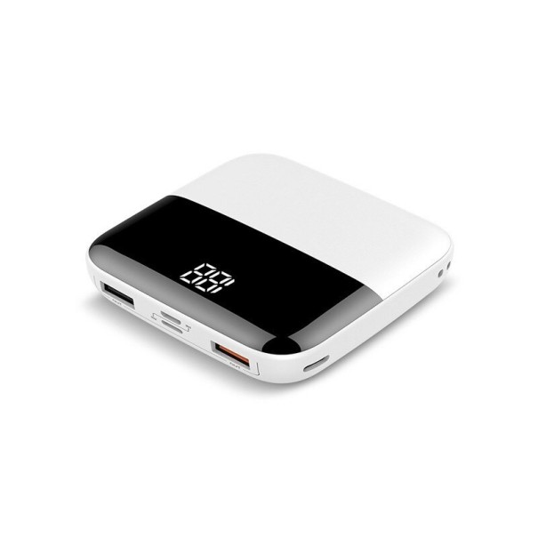 Mini powerbank med display 10000 mAh vit