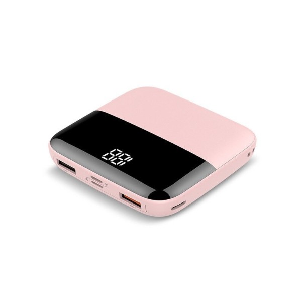 Mini powerbank met display 10000 mAh roze