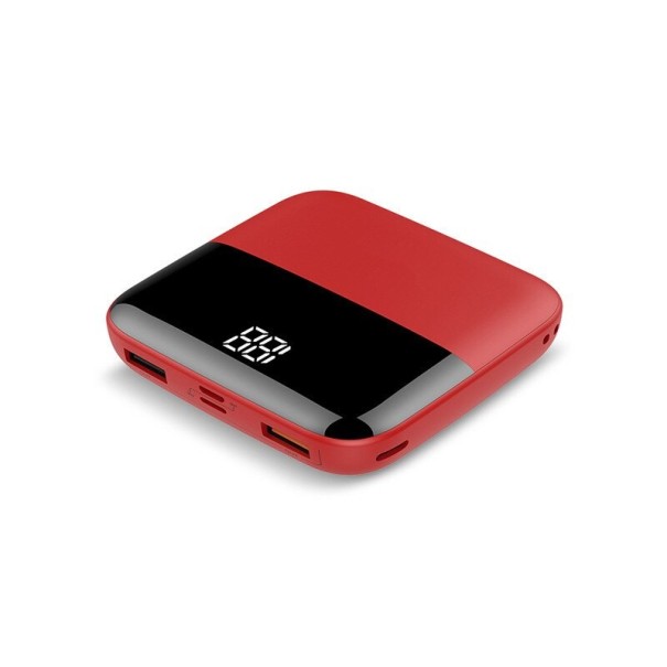 Mini-Powerbank mit 10000-mAh-Anzeige rot