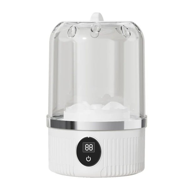 Mini přenosná pračka na drobné oděvy a spodní prádlo bezdrátová 1000 rpm s dobíjecí baterií 3000 mAh bílá na cesty i do domácnosti 1
