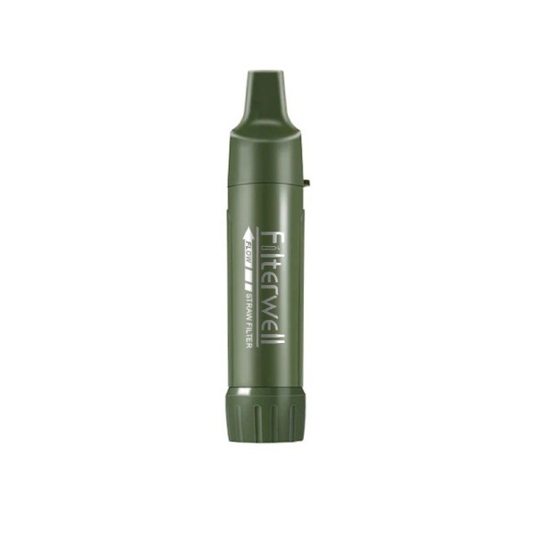 Mini přenosný filtr vody 4000 l kapacita 14×3 cm ABS potravinářský plast zelený pro kempování přežití a outdoor použití 1