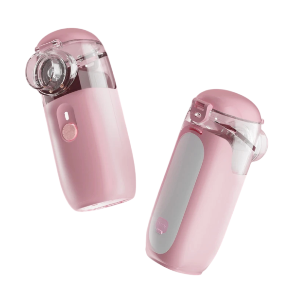 Mini přenosný nebulizér ultrazvukový dýchací inhalátor mobilní parní zařízení pro inhalaci při rýmě a péči o dýchací cesty růžová