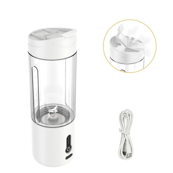 Mini przenośny blender 530 ml 6 ostrzy 22000 obr./min Zasilanie USB-C Bateria 4000 mAh Blender do koktajli owocowych, warzywnych i podróżnych biały