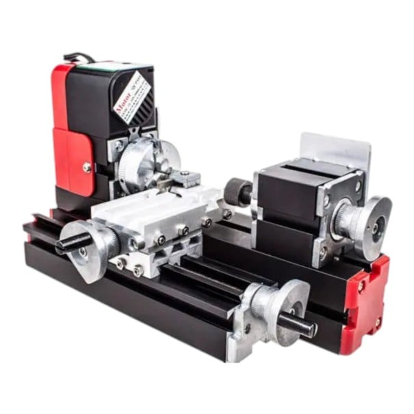 Mini puukone puulle ja metallille 12 V 24 W 20000 rpm 28 x 10 x 16 cm Kolmijouston ja tukijalka Musta punaisilla yksityiskohdilla Mallintekijöille 1