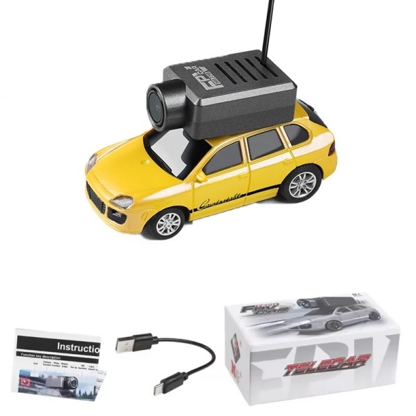 Μίνι RC αυτοκίνητο WLtoys 6401 1:64 με κάμερα 720P FPV WiFi έλεγχος μέσω εφαρμογής 2.4G τρεις ταχύτητες LED φώτα υλικό ABS 30 μ. εμβέλεια κίτρινο