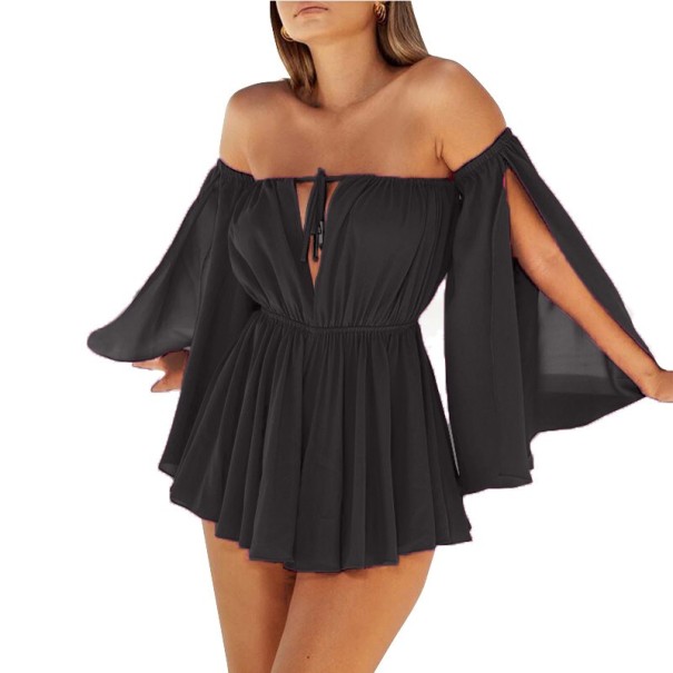 Mini rochie cu mâneci clopot negru S