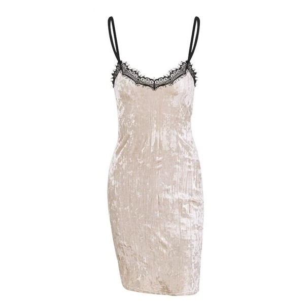 Mini rochie de catifea pentru femei culoarea pielii S