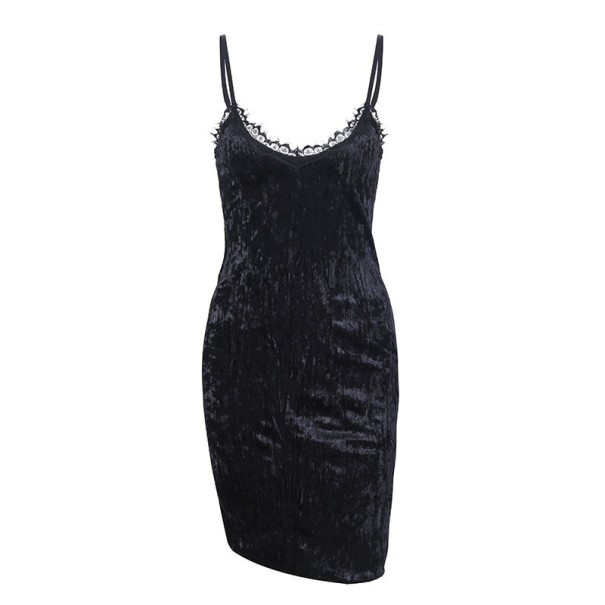 Mini rochie de catifea pentru femei negru S