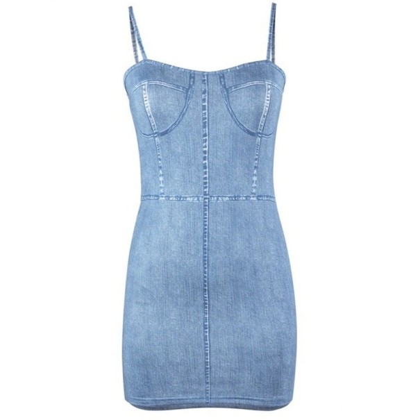 Mini rochie din denim pentru femei albastru deschis M