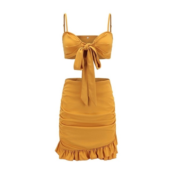 Mini rochie din două piese galben L