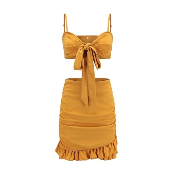 Mini rochie din două piese galben XS
