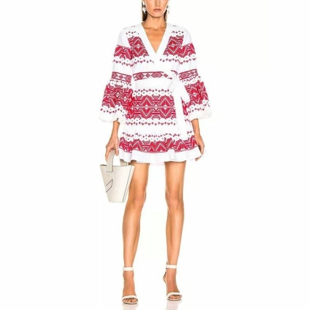 Mini rochie originală cu mâneci lungi roșu L