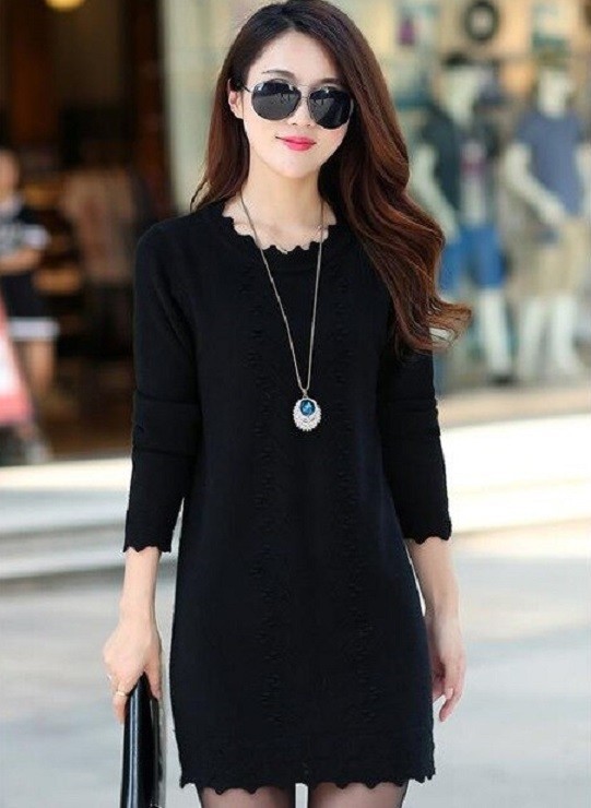 Mini rochie tricotată negru M