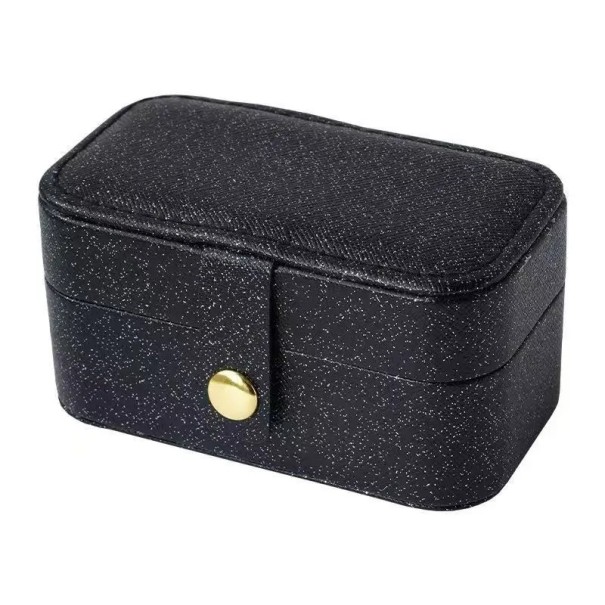 Mini scatola porta gioielli con scomparti per anelli e orecchini 9,5 × 5 × 5 cm in pelle sintetica bianca piccolo organizer per gioielli da cassetto o da tavolo nero